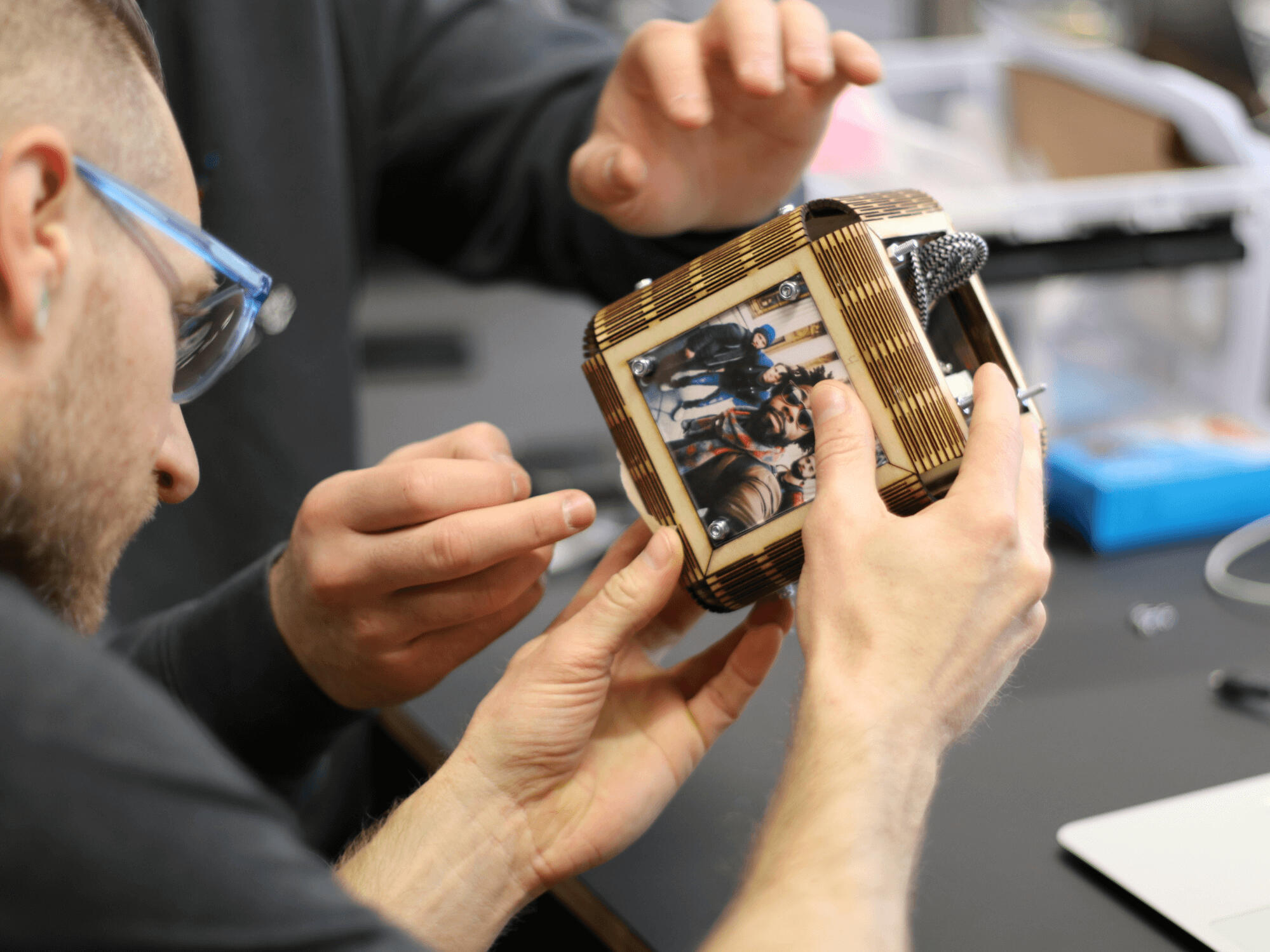 image of Zac & Nik working on Memory Cube prototype